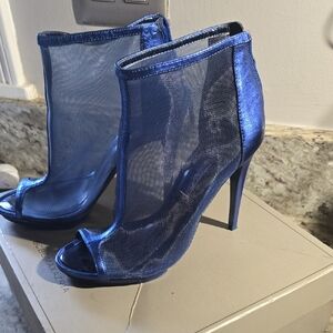 BCBGMaxAzria Blue Sheer Peep-Toe Heels